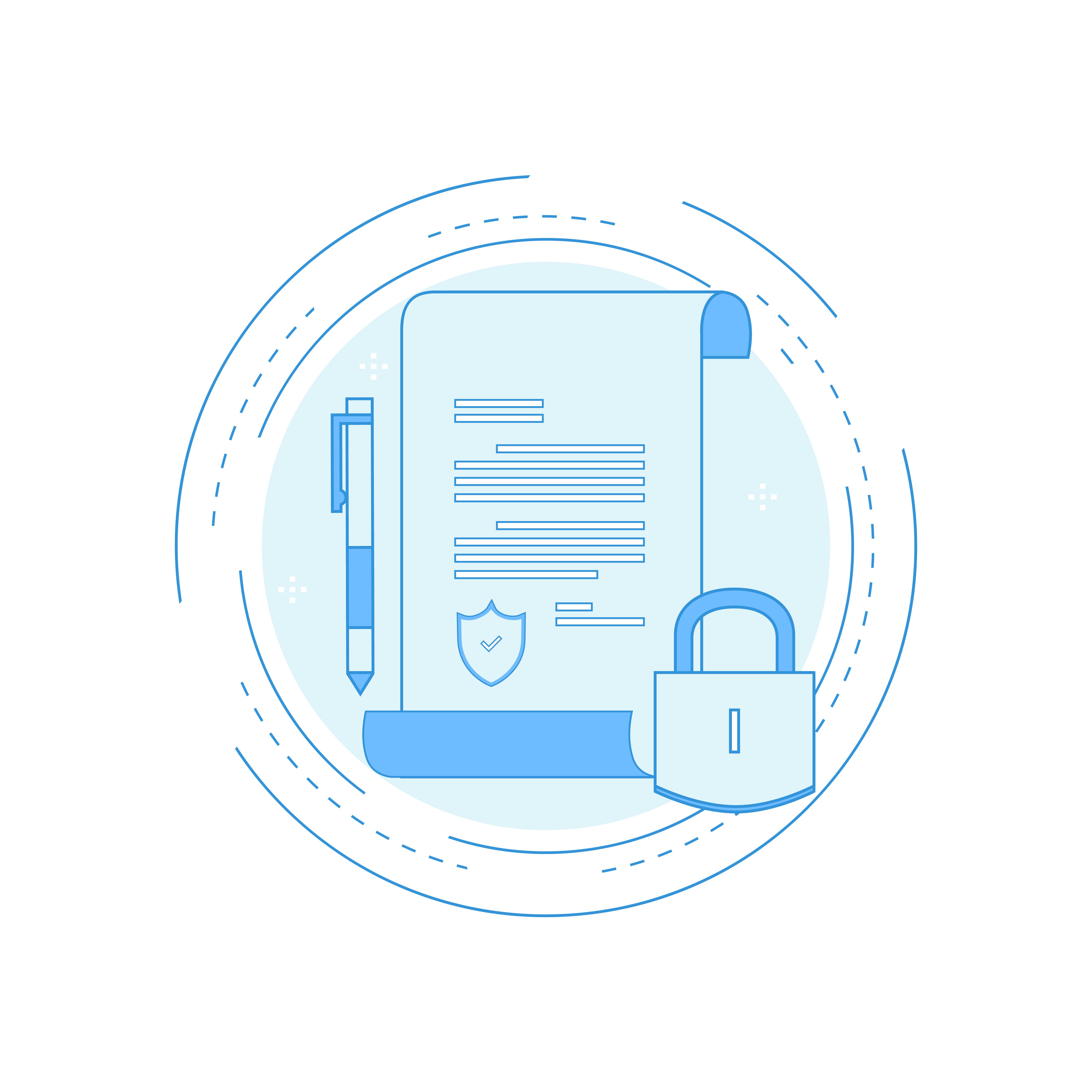 a contract with pen and lock